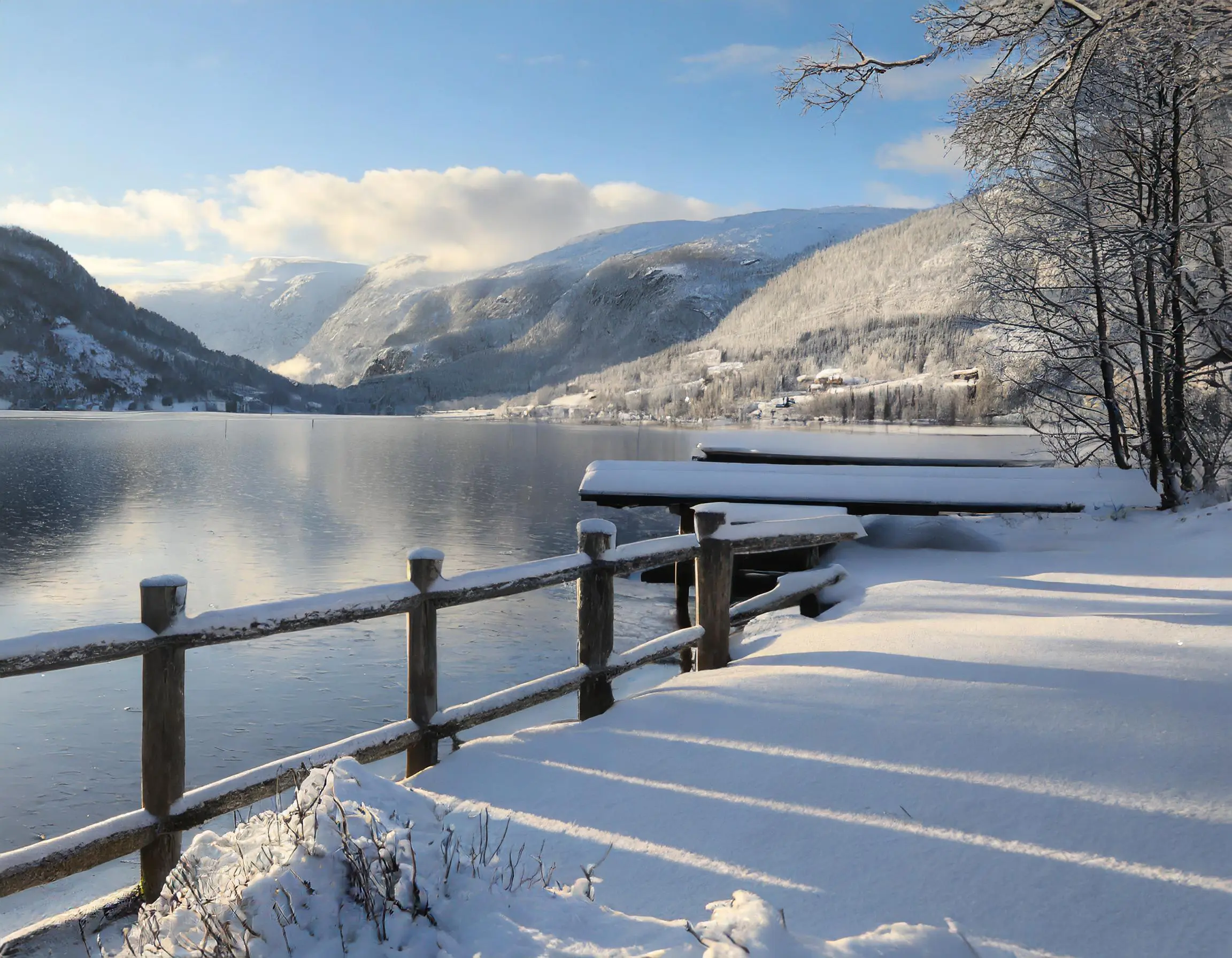Firefly Vackert nordiskt landskap på vintern med en sjö och fjäll i bakgrunden 66474